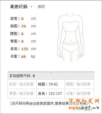 淘寶服裝類尺碼模板