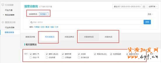 生意參謀搜索詞查詢
